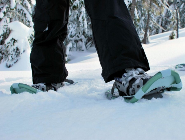  Raquetes de neve presas aos sapatos 